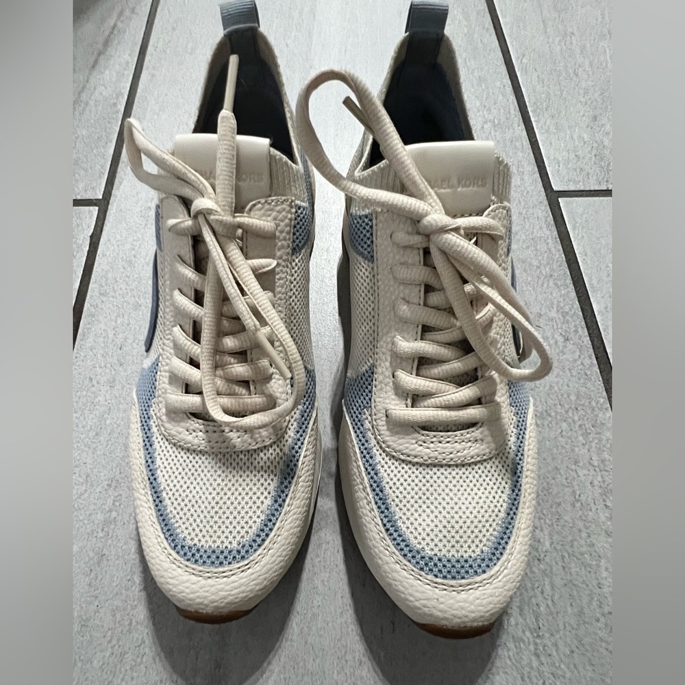 Michael Kors Cream and Blue Mesh Sneakers